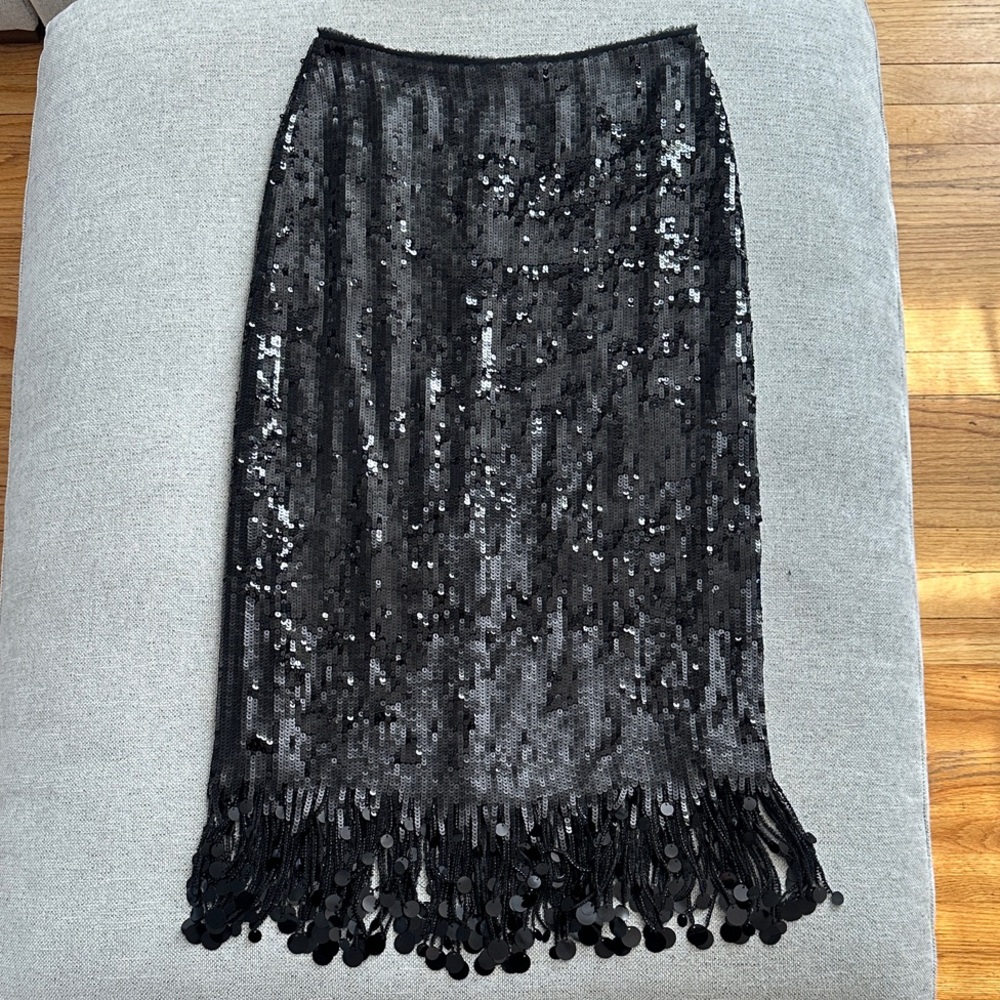 Zara Sequin Long Skirt ZW Collection 4831/242 Elegant Black Sequin Skirt